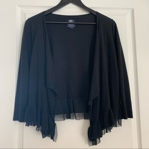 American Eagle Outfitters Vintage Black Cardigan with Ruffles at the hem